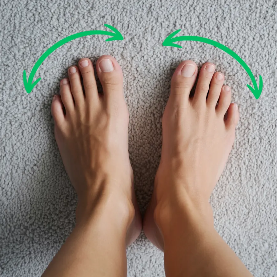 a picture of human feet with arrows drawn on top of the image to showcase the width of the toes in natural healthy feet