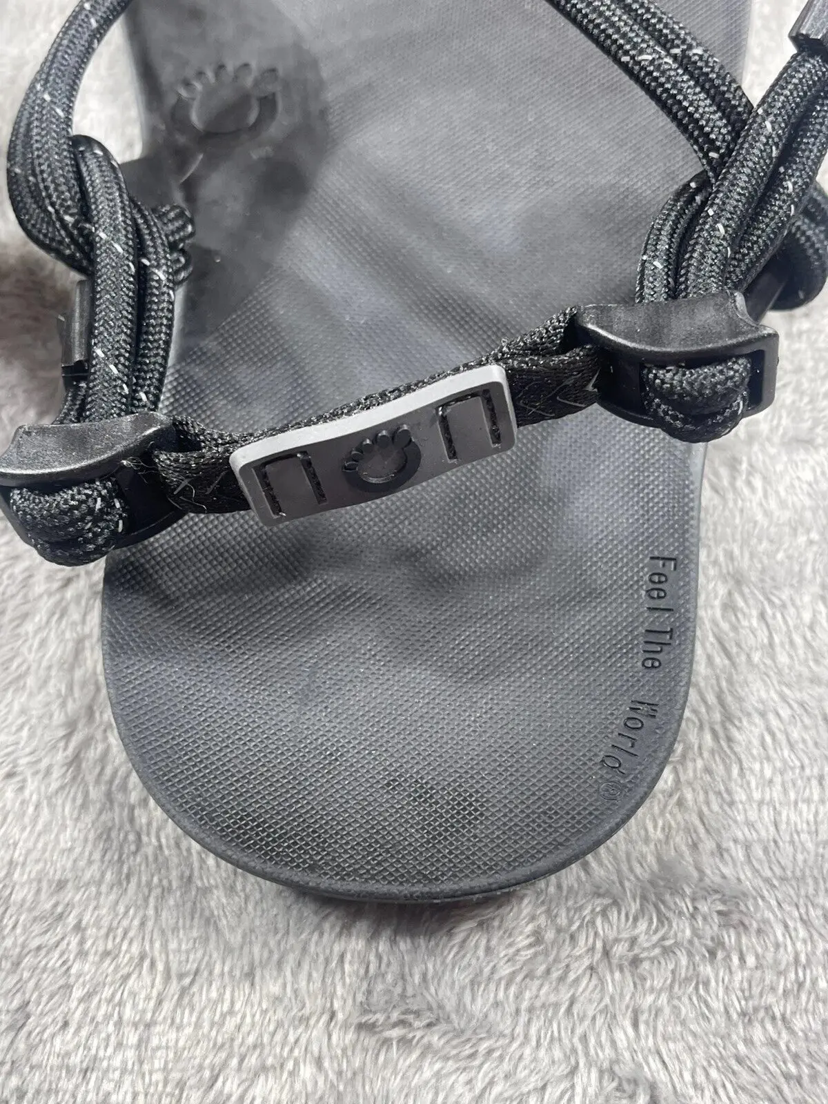 close-up of the xero shoes genesis back strap showing the materials