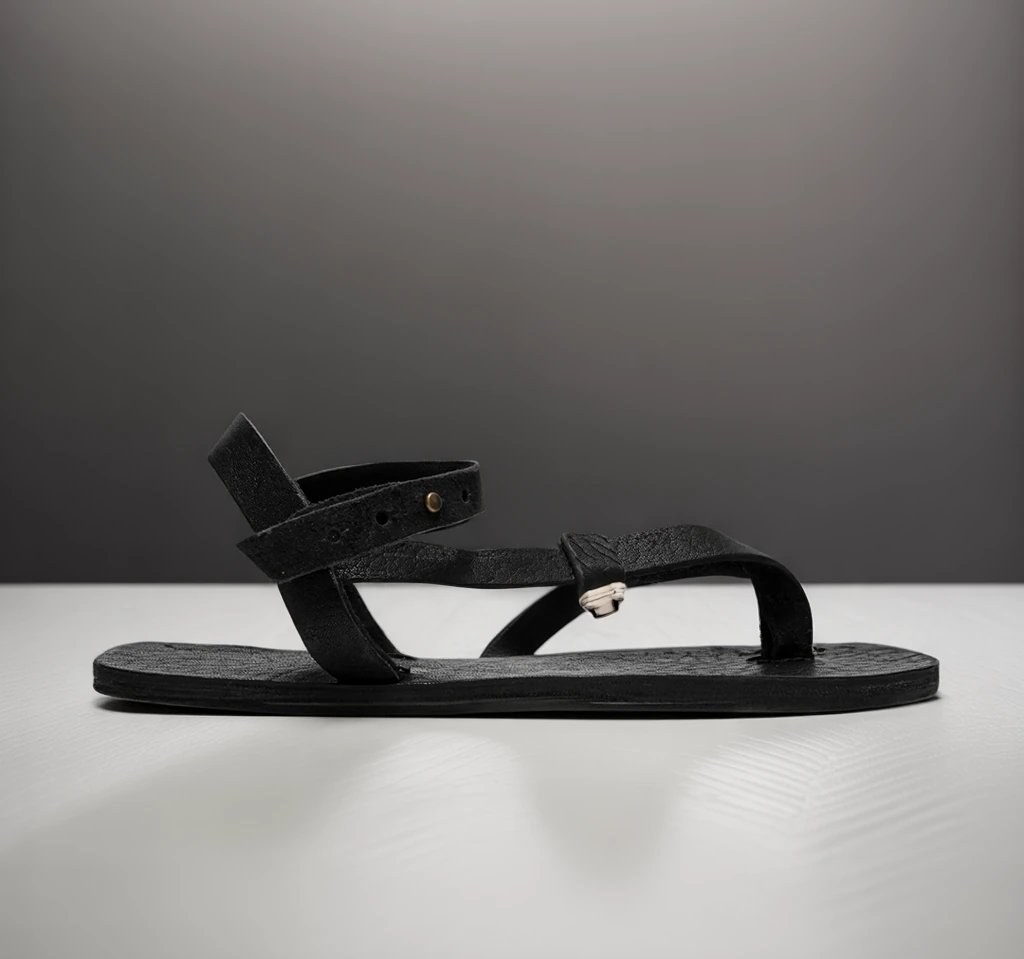 Vivobarefoot minimalist sandal - black leather barefoot design similar to Balenciaga Zero