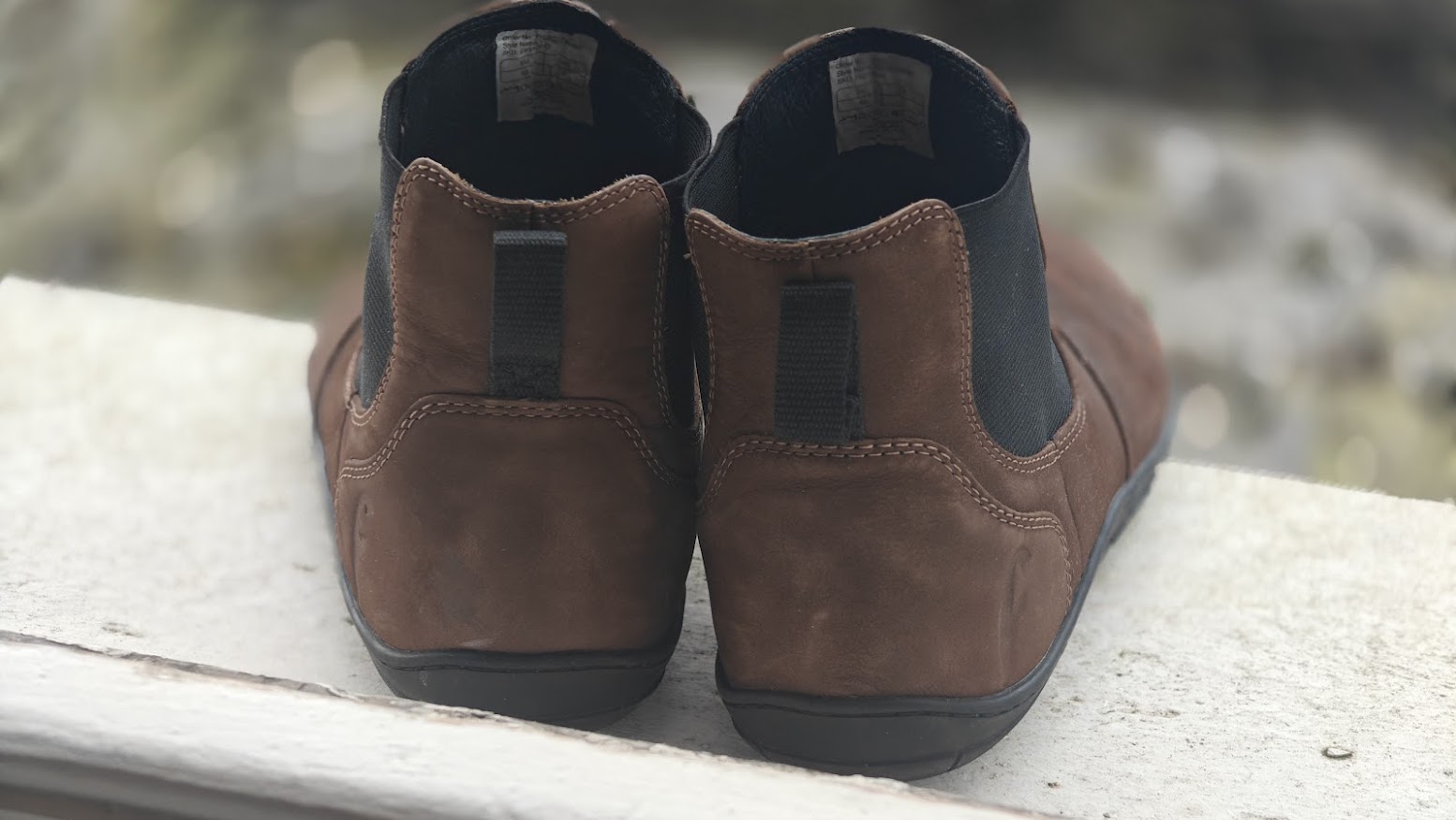 Rear view of Freet Durham boots showing pull tabs and heel construction