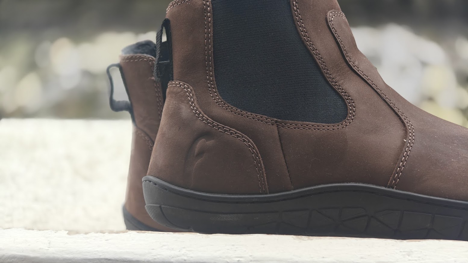 Freet logo embossed on Durham boot heel with stitched sole detail