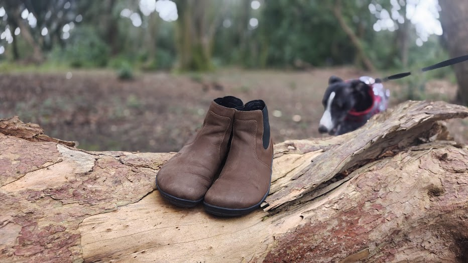 Freet Durham barefoot Chelsea boot close-up showing nubuck leather texture and Chelsea silhouette