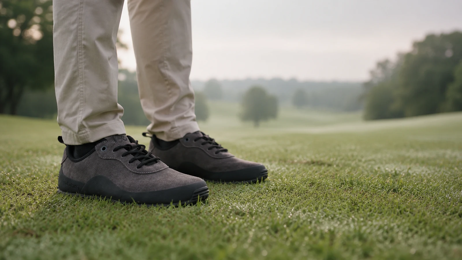 Be Lenka Trailwalker 3 barefoot golf shoe on green golf fairway turf showing zero-drop flat sole