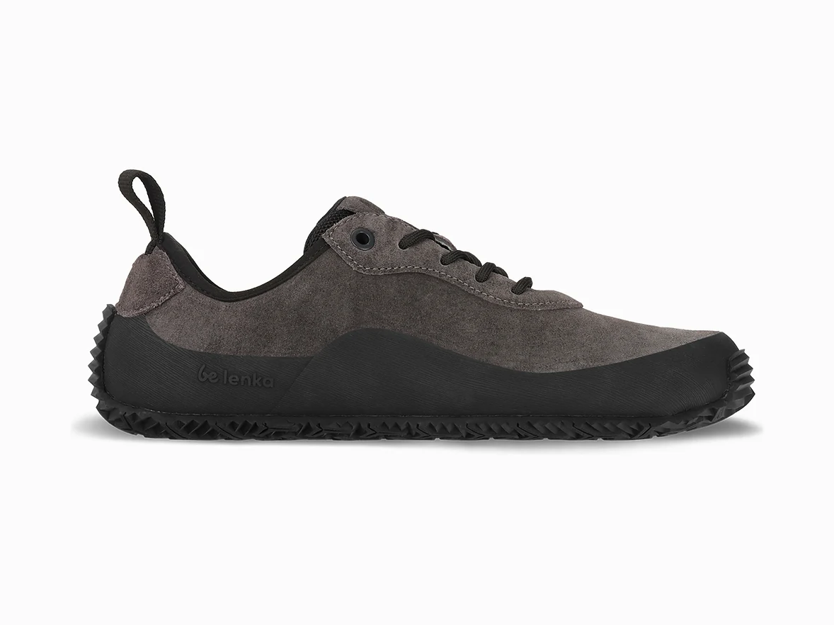 Be Lenka Trailwalker 3 barefoot golf shoe side profile on green fairway turf showing zero-drop flat sole